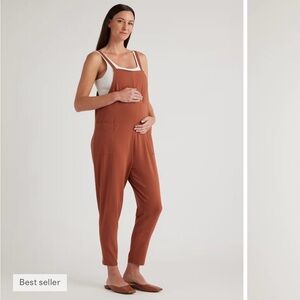 Quince Rust Brown Maternity Jumpsuit